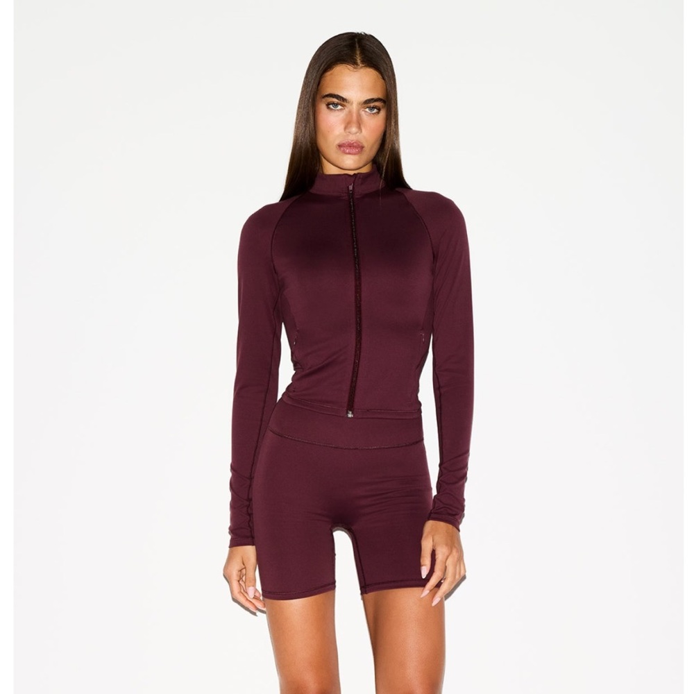 NikeSKIMS MOCK NECK FULL ZIP JACKET in CURRANT!